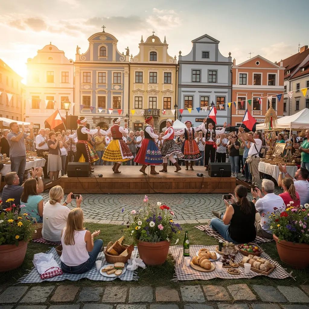 Pohled na Český Krumlov s řekou Vltavou a malebnými domy