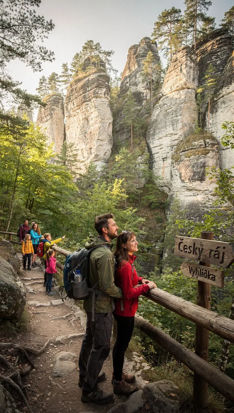 Skalní město Adršpach s unikátními skalními útvary a turistickými stezkami